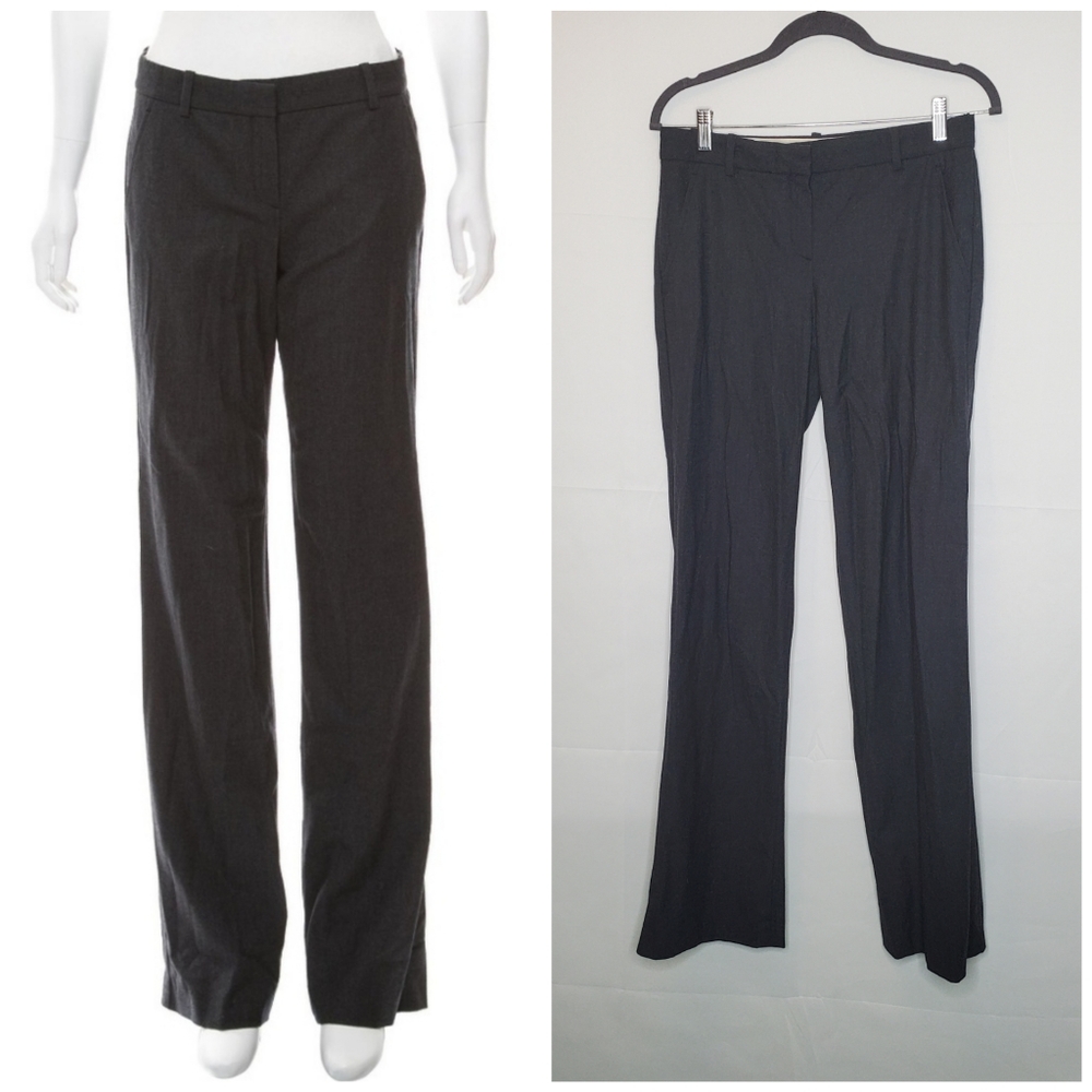 THEORY Charcoal Wool-Blend Mid-Rise Wide-Leg Tailored Dress Pants Size 4 - Picture 1 of 15